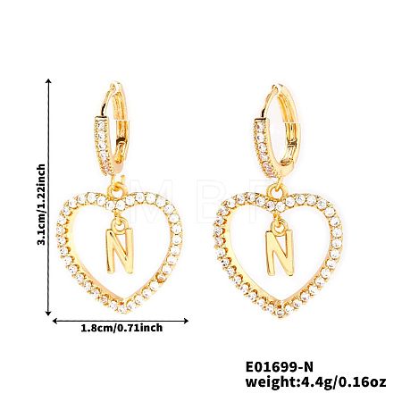 Brass Heart Hoop Earrings BR9605-8-1