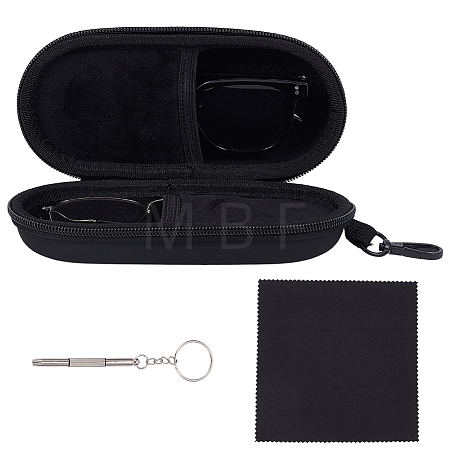 1Pc Oval PU Leather & Velvet Glasses Case AJEW-CN0007-22-1