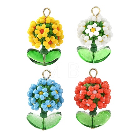 Glass Seed Beaded Pendants PALLOY-MZ01395-1
