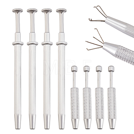 8Pcs 2 Styles Alloy 4-Claw Pick up Tool for Small Parts Pickup TOOL-ME0001-14-1