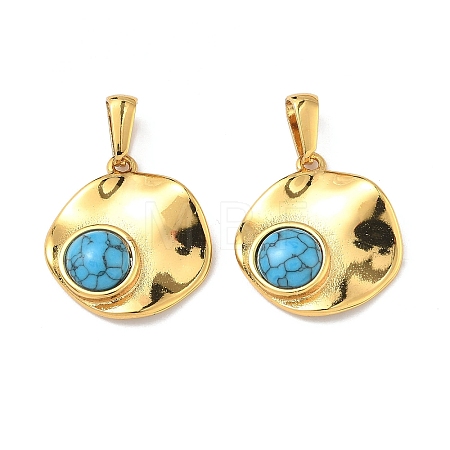 304 Stainless Steel with Synthetic Turquoise Pendants STAS-L309-21C-G-1