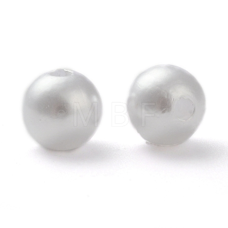 ABS Plastic Imitation Pearl Ball Beads X-MACR-A004-8mm-01-1
