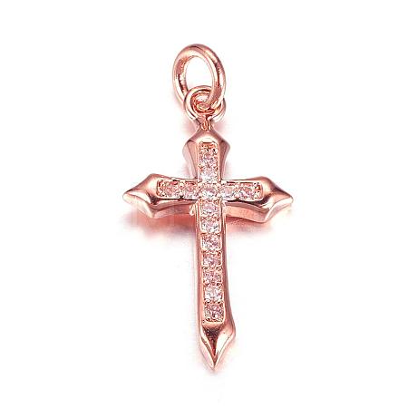 Brass Micro Pave Cubic Zirconia Pendants ZIRC-P060-21RG-1