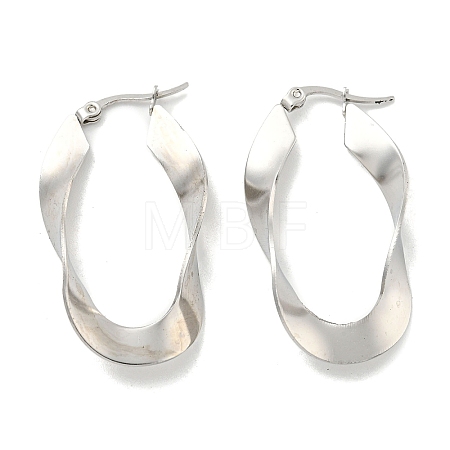 Tarnish Resistant 202 Stainless Steel Irregular Oval Hoop Earring EJEW-H003-10P-1