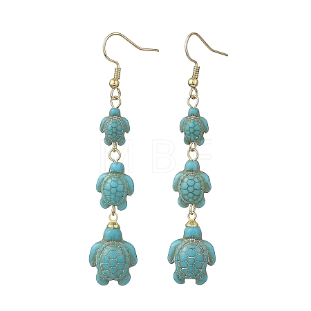 Dyed Tortoise Synthetic Turquoise Dangle Earrings EJEW-JE07362-02-1