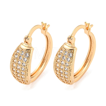 Brass Micro Pave Clear Cubic Zirconia Hoop Earrings EJEW-A107-05C-KCG-1