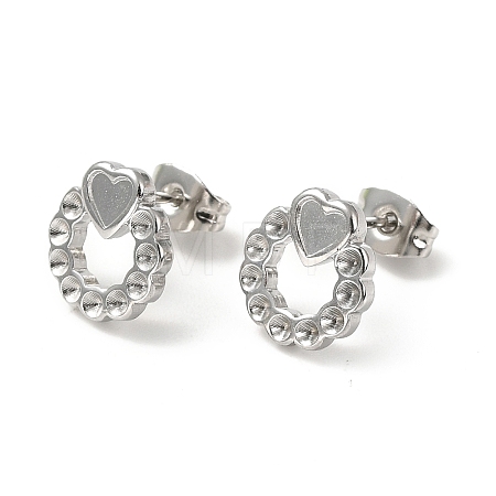 Non-Tarnish 304 Stainless Steel Stud Earring Findings STAS-E180-01P-1
