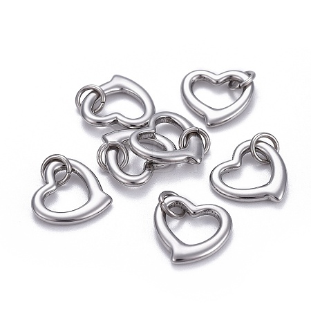 Non-Tarnish 304 Stainless Steel Open Heart Charms STAS-L218-14P-1