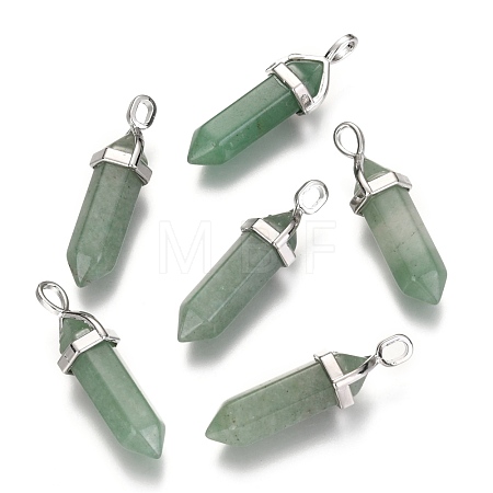 Natural Green Aventurine Double Terminated Pointed Pendants X-G-F295-04A-1