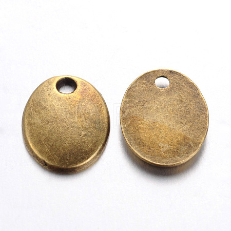 Tibetan Style Alloy Stamping Blank Tag Charms Pendants TIBEP-10X8-AB-FF-1
