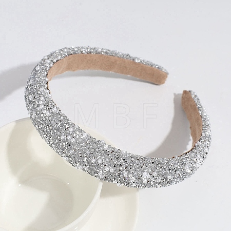 Rhinestone & Plastic Imitation Pearl Hair Band PW-WG61332-01-1