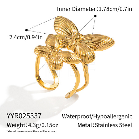 304 Stainless Steel Cuff Open Rings for Women MA8186-2-1
