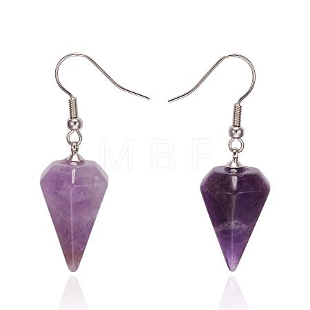Natural Amethyst Dangle Earrings EJEW-E200-01G-1