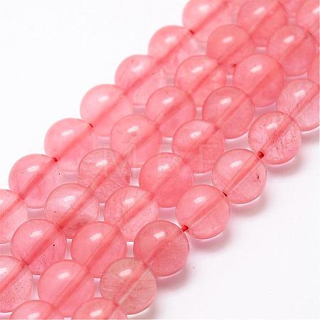 Cherry Quartz Glass Bead Strands G-P256-06-8mm-1