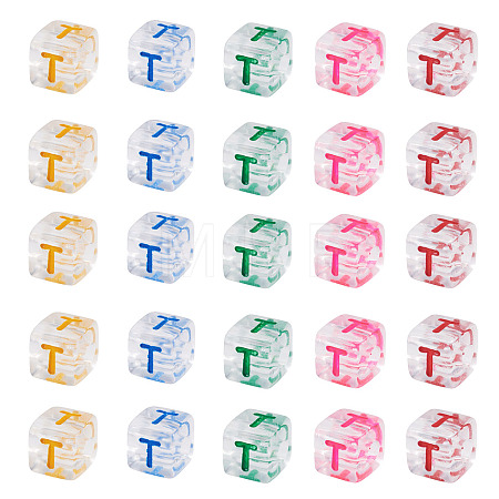 50Pcs Acrylic European Beads MACR-TADJ0001-13T-1