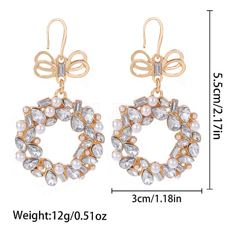 Christmas Alloy & Rhinestone & Plastic Pearl Stud Dangle Earrings FS-WG10992-21-1