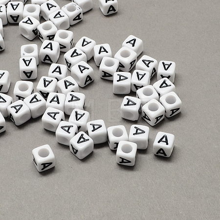 Large Hole Acrylic Letter European Beads SACR-Q103-6mm-01A-1