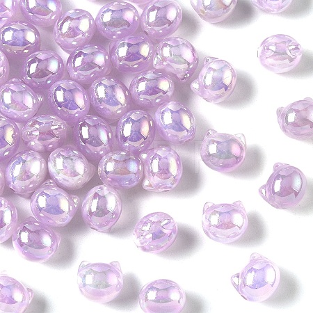 50Pcs UV Plating Opaque Acrylic Beads OACR-YW0003-10D-1