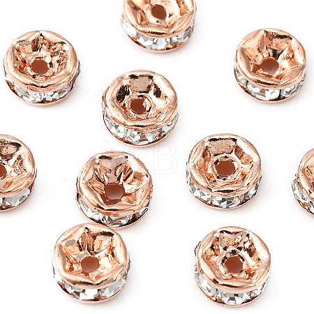 Brass Rhinestone Spacer Beads RB-YW0001-04B-01RG-1