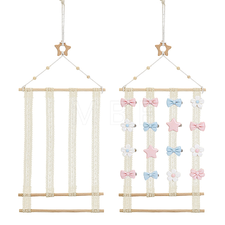 2 Bags 2 Styles Star Flower Wooden Wall-Mounted Hair Clip Display Organizer Racks ODIS-GA0001-93-1