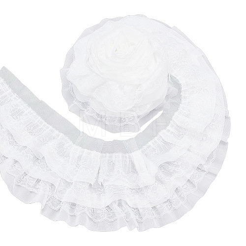 3-Layer Pleated Chiffon Flower Lace Trim OCOR-BC0002-04A-1