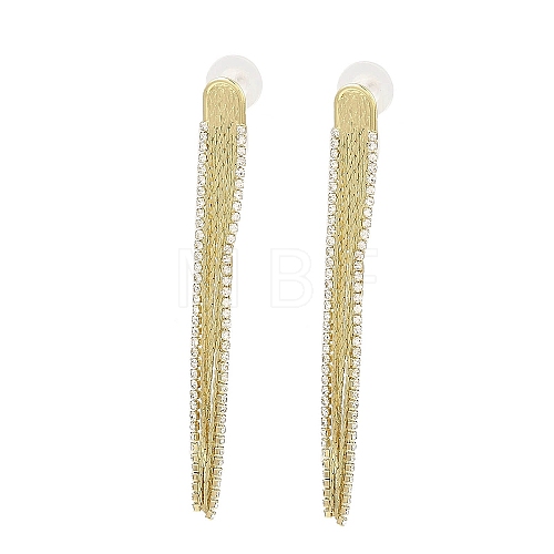 Cubic Zirconia Chains Tassel Earrings EJEW-P236-03G-1