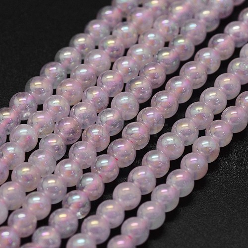 Electroplated Natural Rose Quartz Beads Strands G-K285-06-4mm-1
