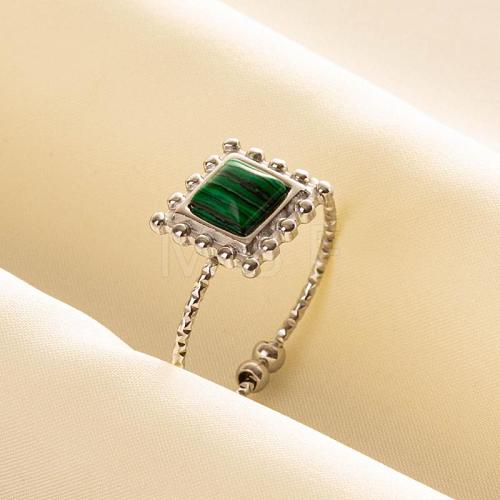 Square Natural Malachite Finger Rings EW3188-3-1