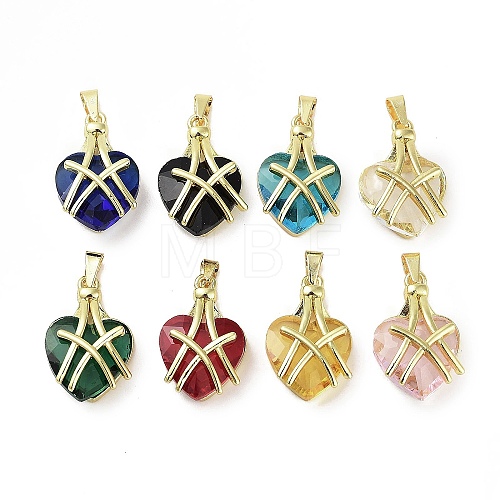 Real 18K Gold Plated Brass Glass Pendants KK-R161-01G-1