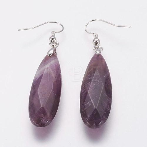 Natural Amethyst Dangle Earrings EJEW-G218-A03-1