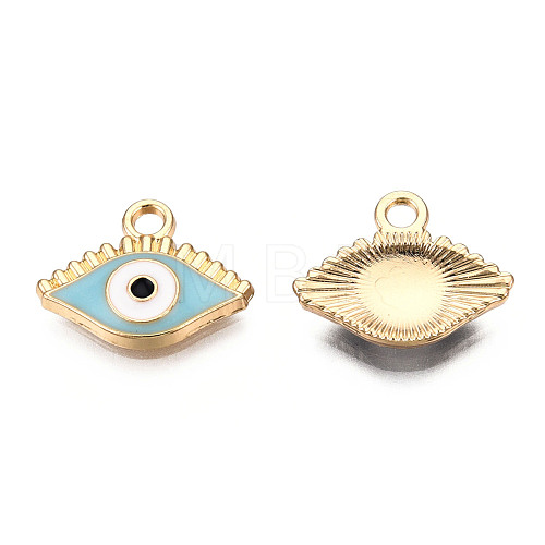 Light Gold Plated Alloy Enamel Pendants X-ENAM-T009-87C-RS-1