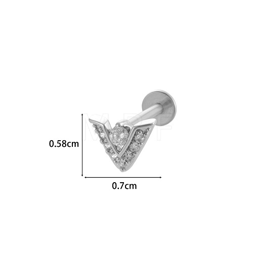 Triangle 316L Surgical Stainless Steel Clear Cubic Zirconia 17 Gauge Threadless Labrets WGBD99E-16-1