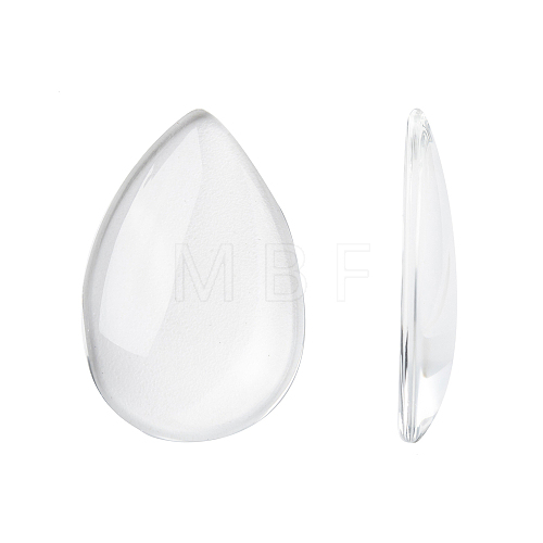 Transparent Teardrop Glass Cabochons X-GGLA-R024-30x20-1