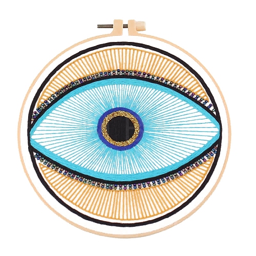 DIY Evil Eye Pattern Embroidery Painting Kits PW-WG85031-05-1