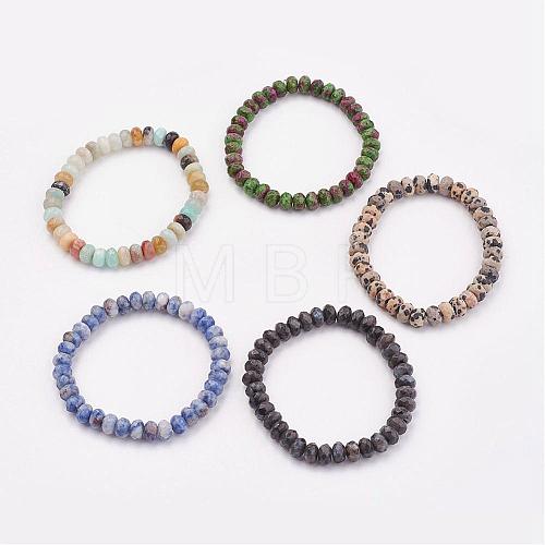 Natural & Synthetic Mixed Stone Stretch Bracelets BJEW-JB03067-1