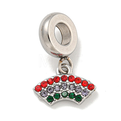 304 Stainless Steel Colorful Rhinestone European Dangle Charms STAS-U005-42P-1