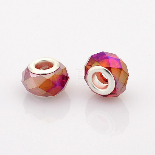 AB Color Plated Glass European Beads GPDL-J026-AB06-1