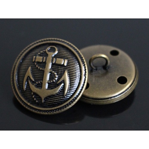 1-Hole Brass Shank Buttons BUTT-WH0001-06-20mm-1