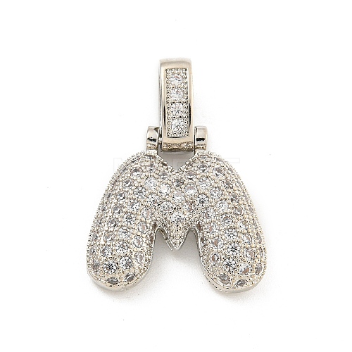 Brass Micro Pave Clear Cubic Zirconia Pendants KK-B099-01P-M-1