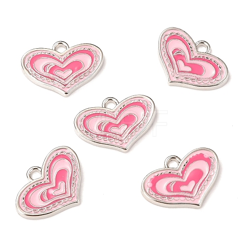 Pink Alloy Enamel Heart Charm Pendants Great for Mother's Day Gifts Making X-ENAM-19.5X19.5-1