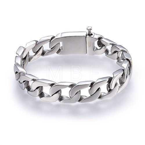 304 Stainless Steel Curb Chains Bracelets BJEW-E346-13B-P-1