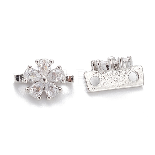 Rack Plating Brass Pave Cubic Zirconia Slide Charms KK-G464-03P-1