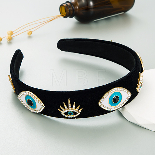 Retro Rhinestone Enamel Evil Eye Hair Bands PW-WG54463-02-1