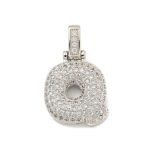 Brass Micro Pave Clear Cubic Zirconia Pendants KK-B099-01P-Q-1