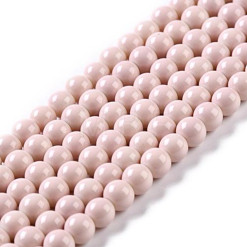 Painted Glass Beads Strands X-DGLA-S071-6mm-B12-1