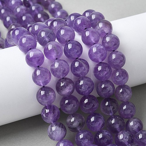 Natural Amethyst Beads Strands G-R446-10mm-21-A-1