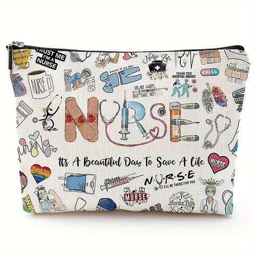 Nurse Cotton Linen Cosmetic Bag PW-WG63290-05-1