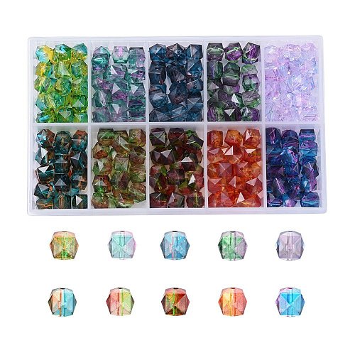 Transparent Spray Painted Crackle Acrylic Beads ACRP-YW0001-02-1