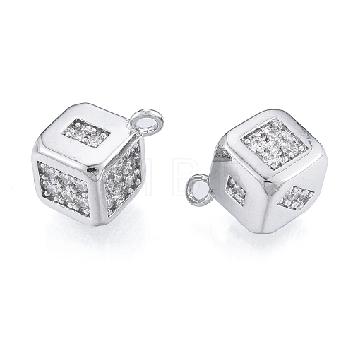 Brass Micro Pave Clear Cubic Zirconia Charms KK-N216-561P-1