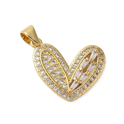 Rack Plating Brass Micro Pave Cubic Zirconia Pendants KK-P279-05A-G-1